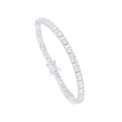 Sterling Silver 925 SET Rhodium Plated Embedded With White Zircon
