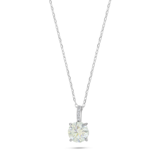 Sterling Silver 925 Necklace Rhodium Plated Embedded With Diamond Zircon And White Zircon