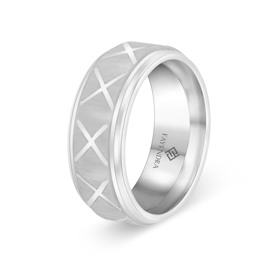 Tungsten Carbide Wedding Ring Rhodium Plated For Men