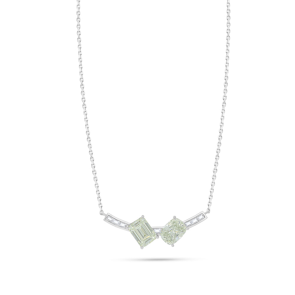 Sterling Silver 925 Necklace Rhodium Plated Embedded With Diamond Zircon And White Zircon