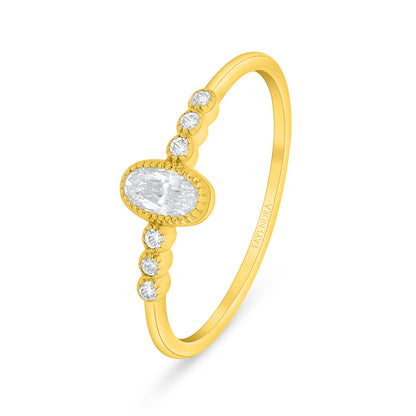 Sterling Silver 925 Ring Golden Plated Embedded With White Zircon