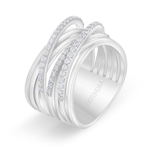 خاتم من الفضة الخالصة عيار 925 مطلي روديوم مرصع فص ابيض