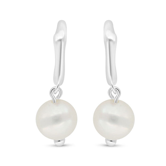 Sterling Silver 925 Earring Rhodium Plated Embedded With Fresh Water Pearl