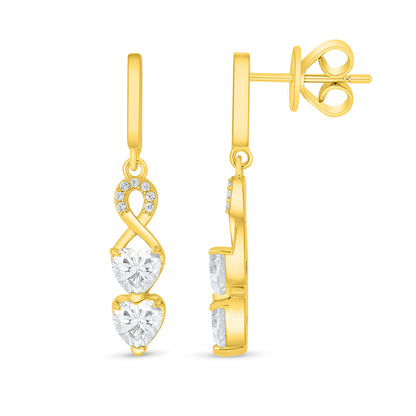 Sterling Silver 925 Earring Golden Plated Embedded With White Zircon
