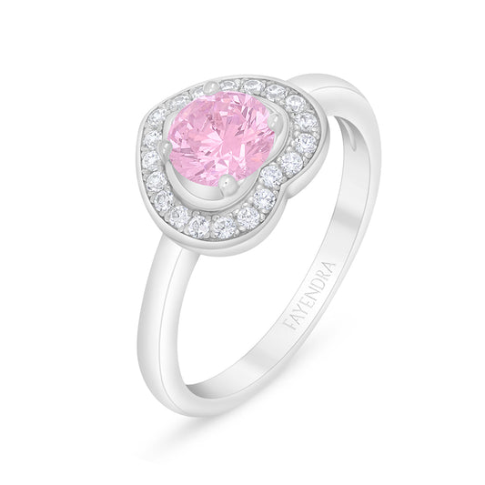 خاتم من الفضة الخالصة عيار 925 مطلي روديوم مرصع زركون بنك و فص ابيض