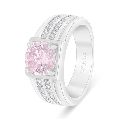 خاتم من الفضة الخالصة عيار 925 مطلي روديوم مرصع زركون بنك و فص ابيض