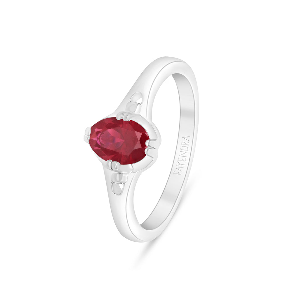 خاتم من الفضة الخالصة عيار 925 مطلي روديوم مرصع ياقوت كروندوم