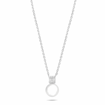 Sterling Silver 925 Necklace Rhodium Plated Embedded With Natural White Pearl, Diamond Zircon And White Zircon