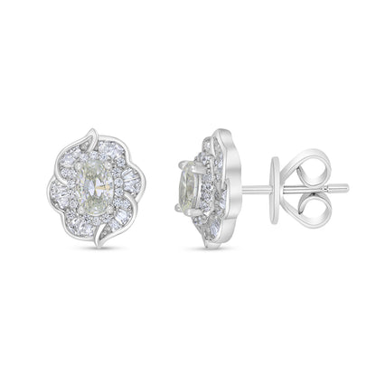 Sterling Silver 925 Earring Rhodium Plated Embedded With Diamond Zircon And White Zircon
