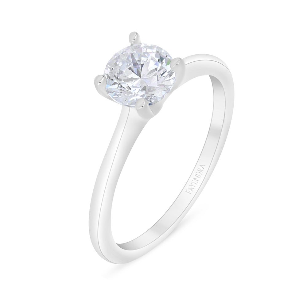 خاتم من الفضة الخالصة عيار 925 مطلي روديوم مرصع فص ابيض