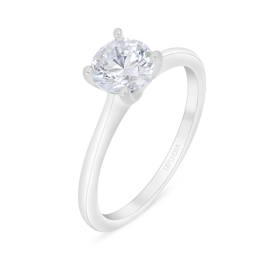 خاتم من الفضة الخالصة عيار 925 مطلي روديوم مرصع فص ابيض