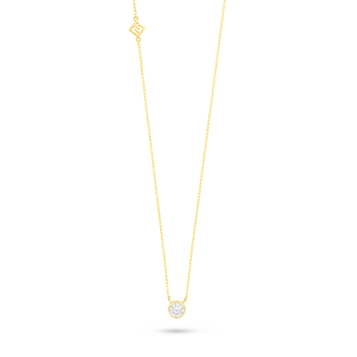 Sterling Silver 925 Necklace Golden Plated Embedded With White Zircon