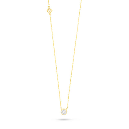 Sterling Silver 925 Necklace Golden Plated Embedded With White Zircon