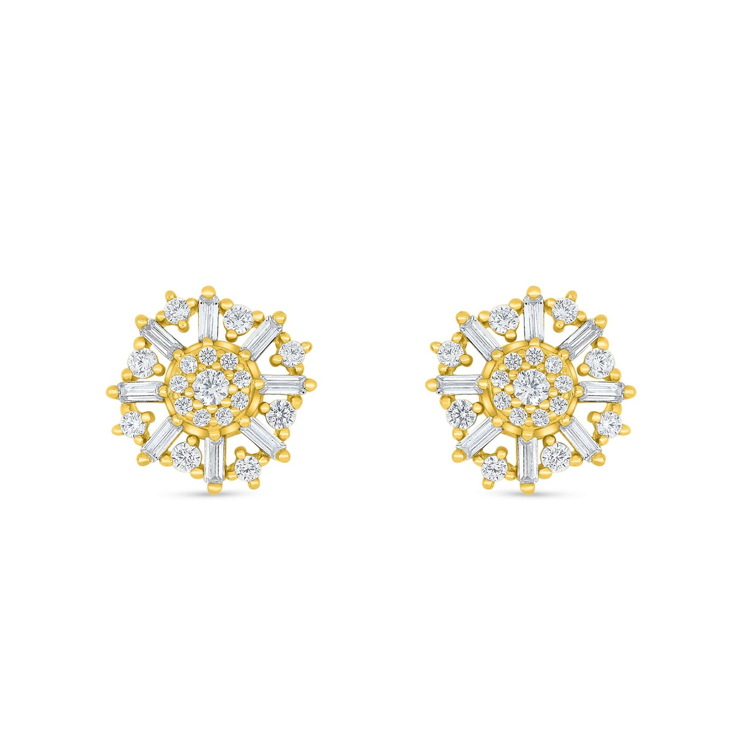 Sterling Silver 925 Earring Golden Plated Embedded With White Zircon