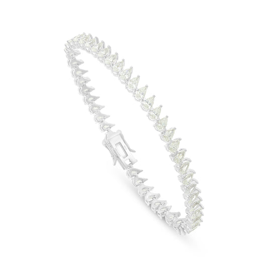 Sterling Silver 925 Bracelet Rhodium Plated Embedded With Diamond