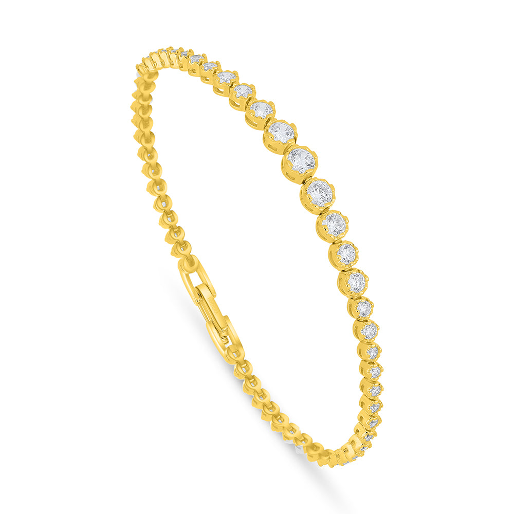Sterling Silver 925 Bracelet Golden Plated Embedded With White Zircon