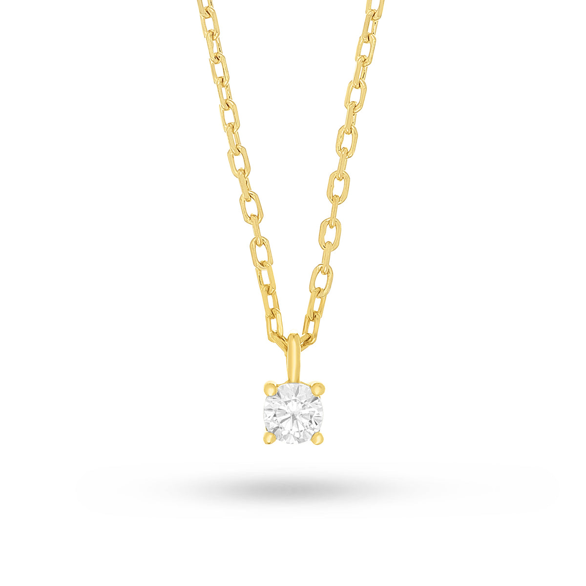Sterling Silver 925 Necklace Golden Plated Embedded With White Zircon