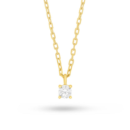 Sterling Silver 925 Necklace Golden Plated Embedded With White Zircon