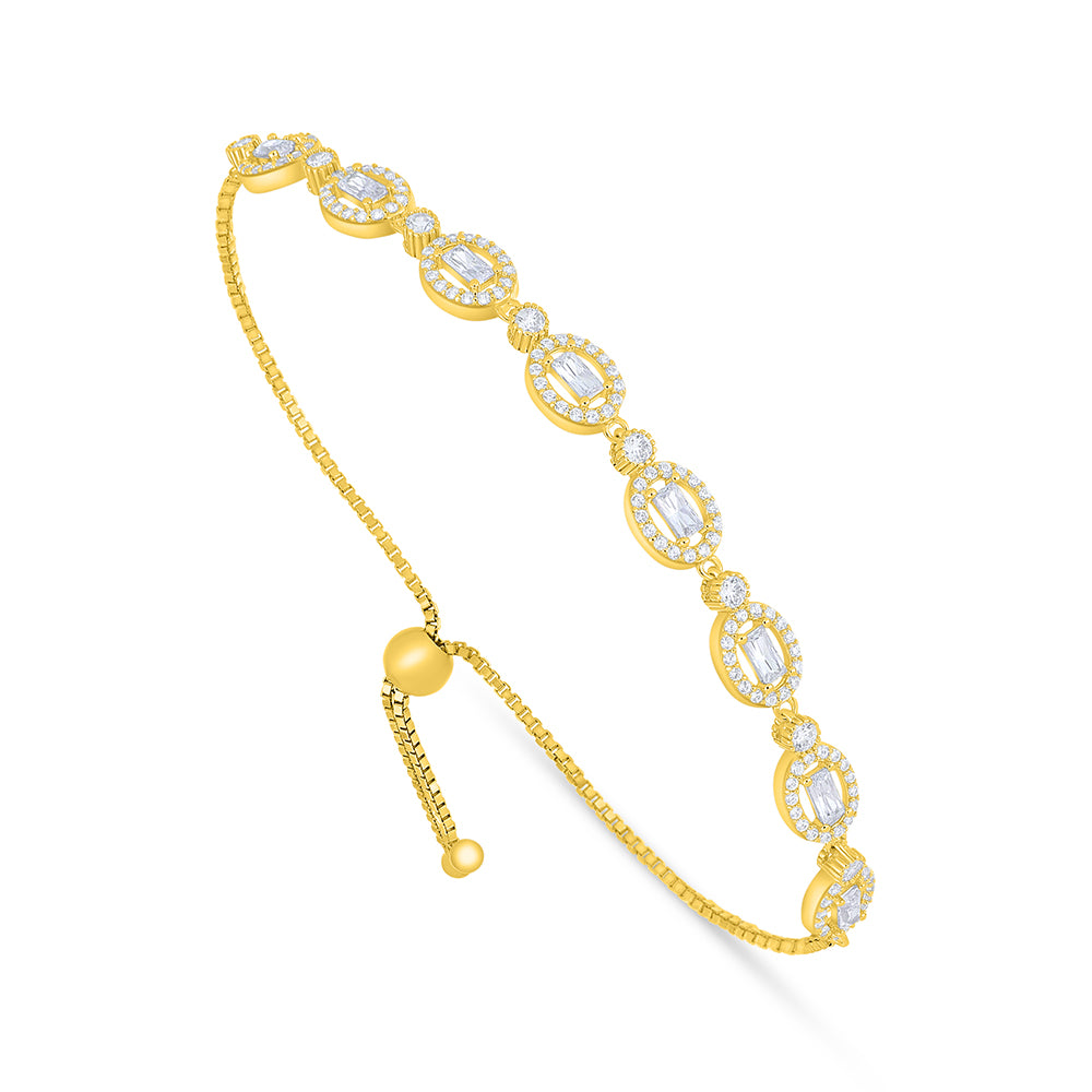 Sterling Silver 925 Bracelet Golden Plated Embedded With White Zircon