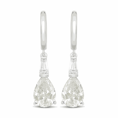 Sterling Silver 925 Earring Rhodium Plated Embedded With Diamond Zircon And White Zircon