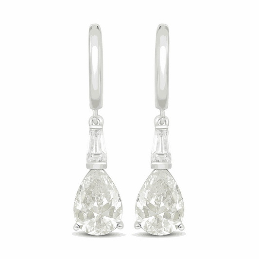 Sterling Silver 925 Earring Rhodium Plated Embedded With Diamond Zircon And White Zircon