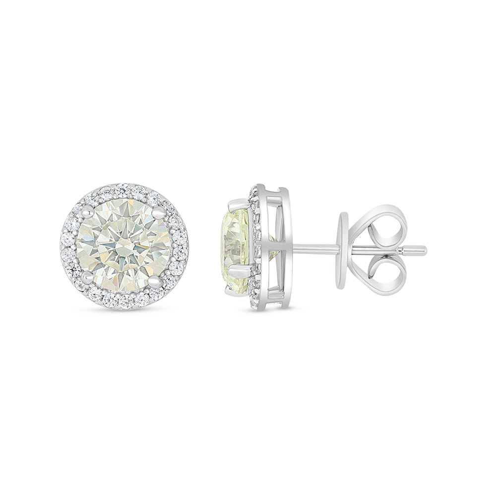 Sterling Silver 925 Earring Rhodium Plated Embedded With Diamond Zircon And White Zircon