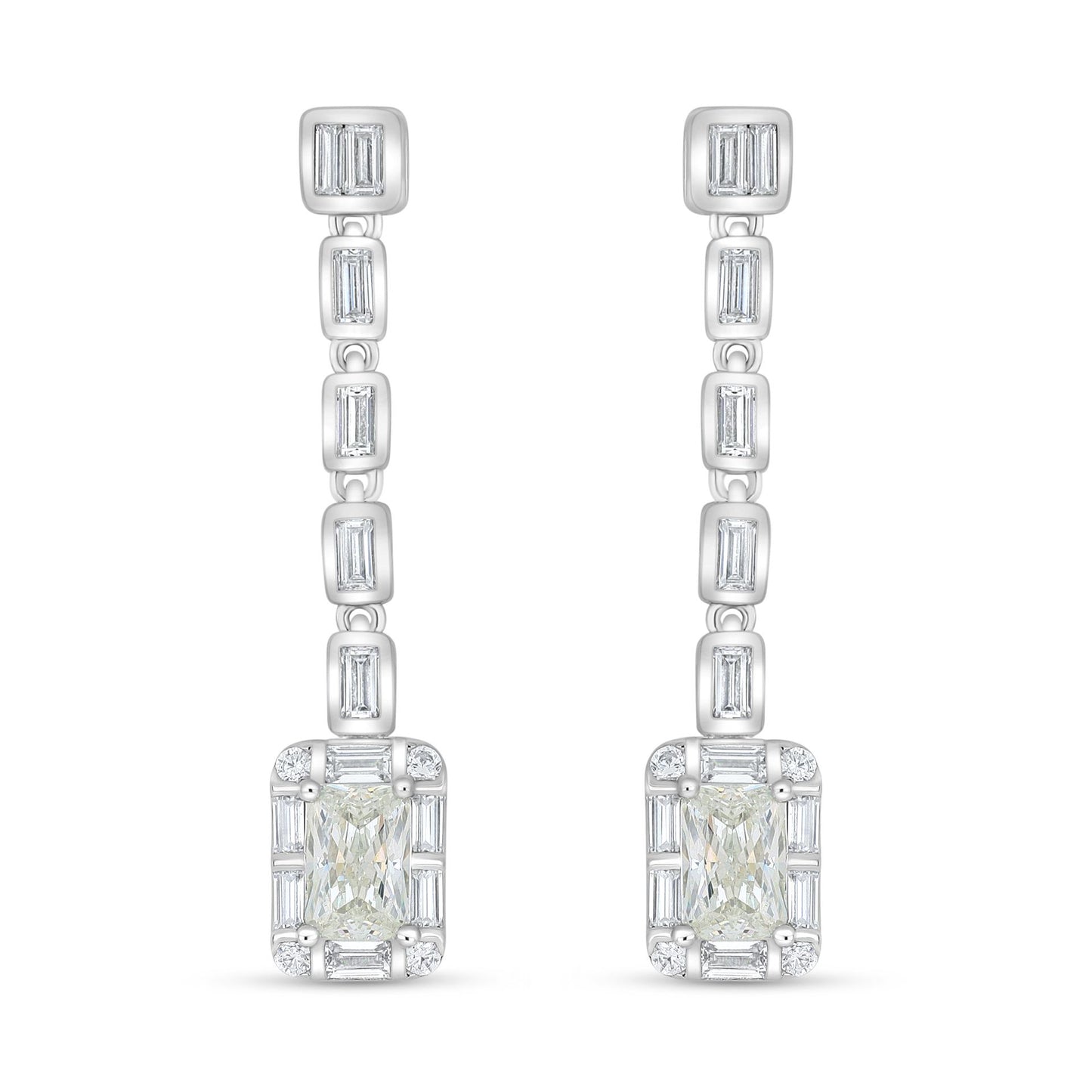Sterling Silver 925 Earring Rhodium Plated Embedded With Diamond Zircon And White Zircon