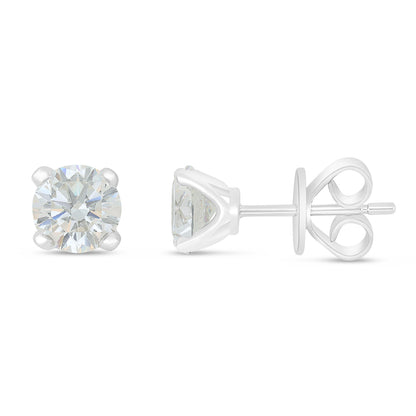 Sterling Silver 925 Earring Rhodium Plated Embedded With Diamond Zircon