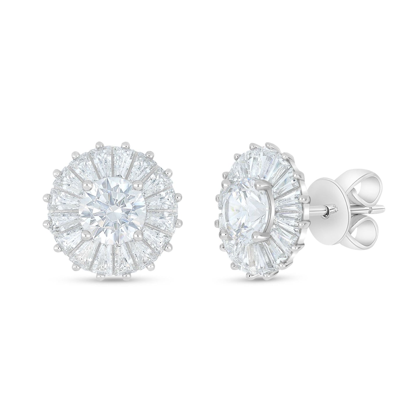 Sterling Silver 925 Earring Rhodium Plated Embedded With Diamond Zircon And White Zircon