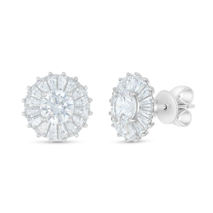 Sterling Silver 925 Earring Rhodium Plated Embedded With Diamond Zircon And White Zircon