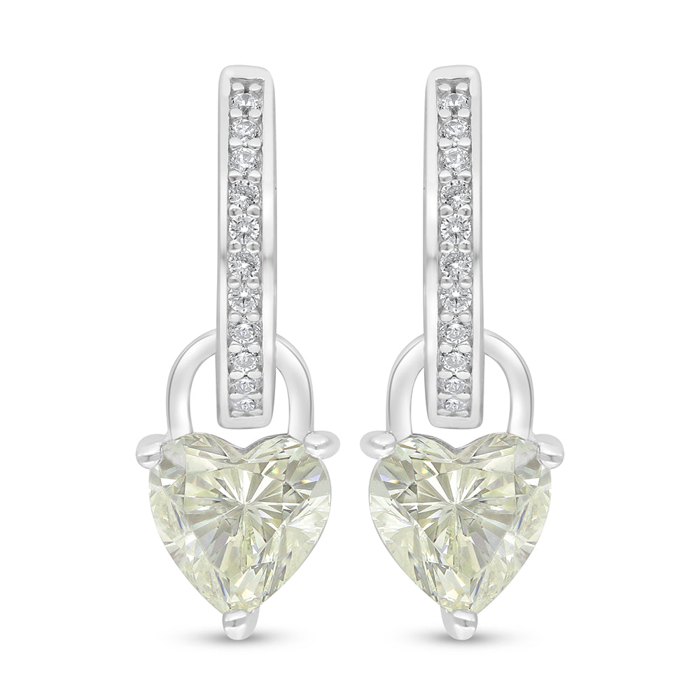 Sterling Silver 925 Earring Rhodium Plated Embedded With Diamond Zircon And White Zircon