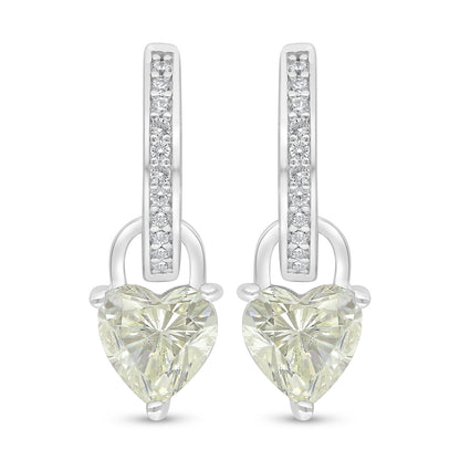 Sterling Silver 925 Earring Rhodium Plated Embedded With Diamond Zircon And White Zircon