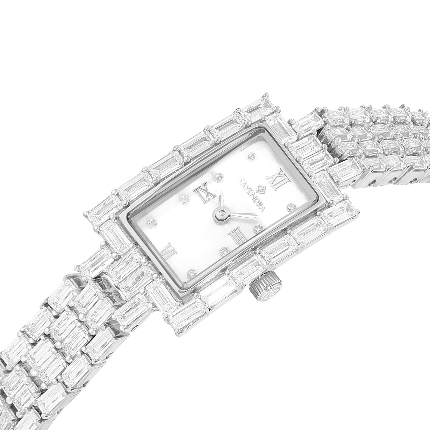 Stainless Steel 316L Watch Silver Color Embedded With White Zircon - WHITE MOP DIAL