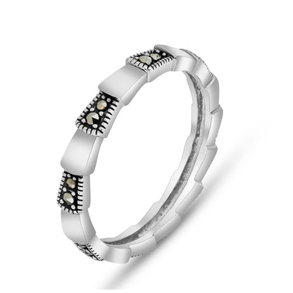 Sterling Silver 925 Ring Embedded With Marcasite Stones