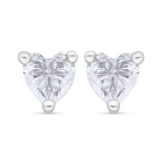 Sterling Silver 925 Earring Rhodium Plated Embedded With White Zircon