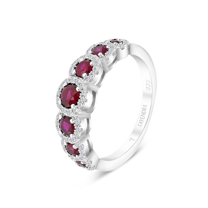 Sterling Silver 925 Ring Rhodium Plated Ruby Corundum