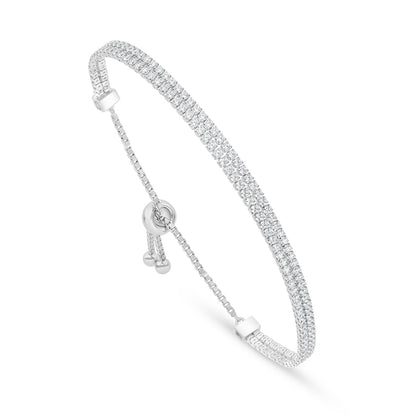 اسورة من الفضة الخالصة عيار 925 مطلية روديوم مرصعة فص ابيض