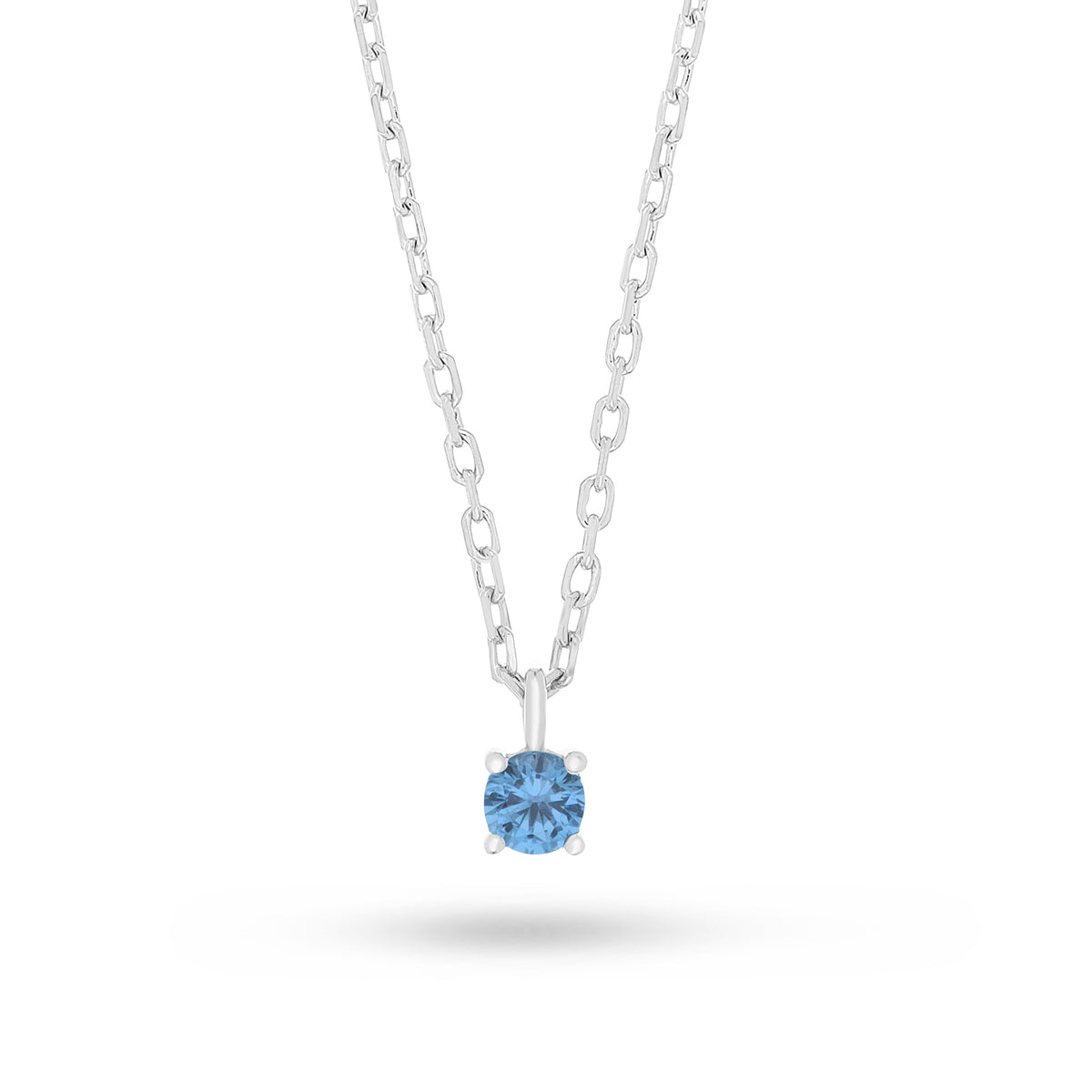 Sterling Silver 925 Necklace Rhodium Plated Embedded With Blue Spinel