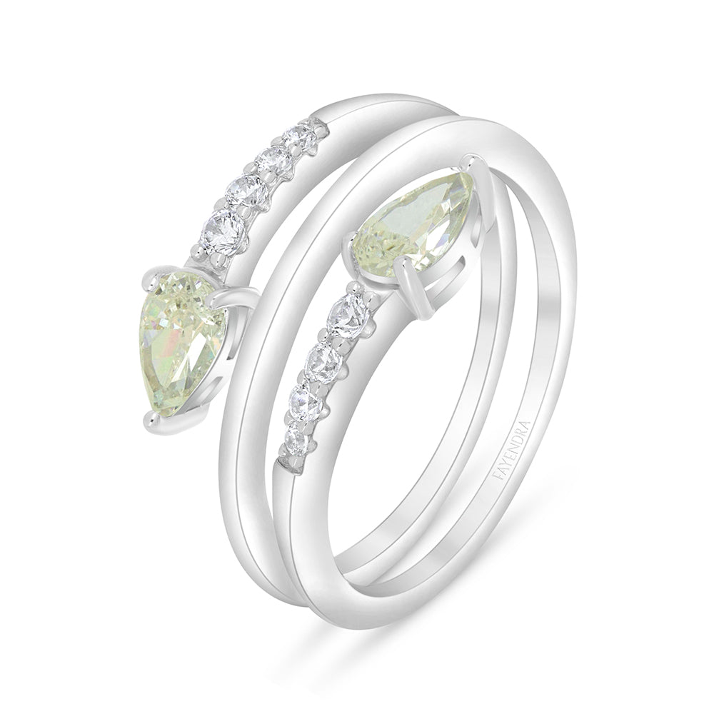 Sterling Silver 925 Ring Rhodium Plated Embedded With Diamond Zircon And White Zircon