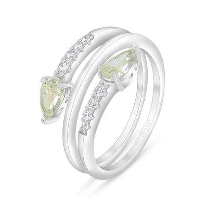 Sterling Silver 925 Ring Rhodium Plated Embedded With Diamond Zircon And White Zircon