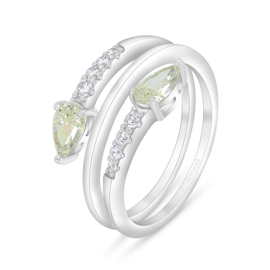 Sterling Silver 925 Ring Rhodium Plated Embedded With Diamond Zircon And White Zircon