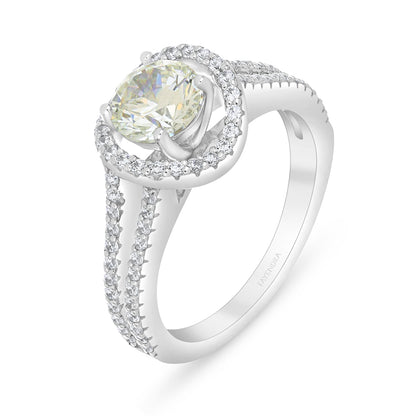 خاتم من الفضة الخالصة عيار 925 مطلي روديوم مرصع بالزركون الكناري الالماسي و فص ابيض