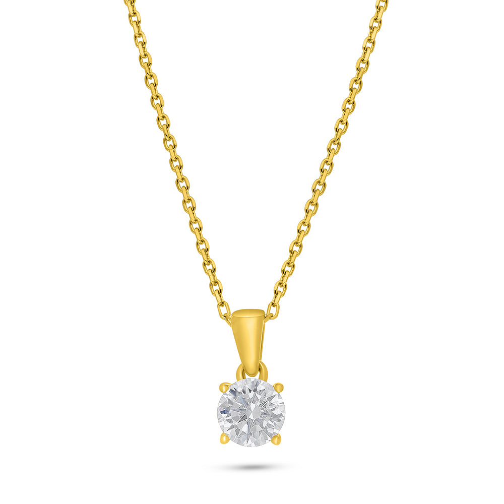 Sterling Silver 925 Necklace Golden Plated Embedded With White Zircon