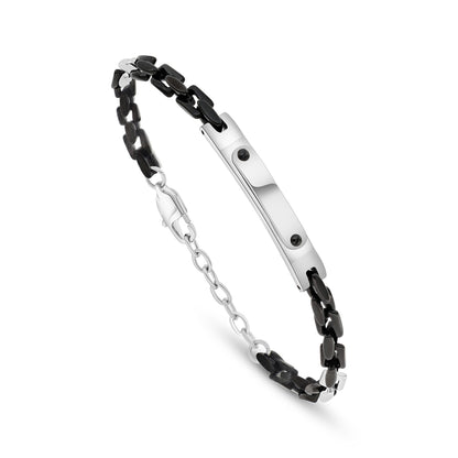 اسورة رجالي ستانلس ستيل لون فضي و اسود عيار 316L 