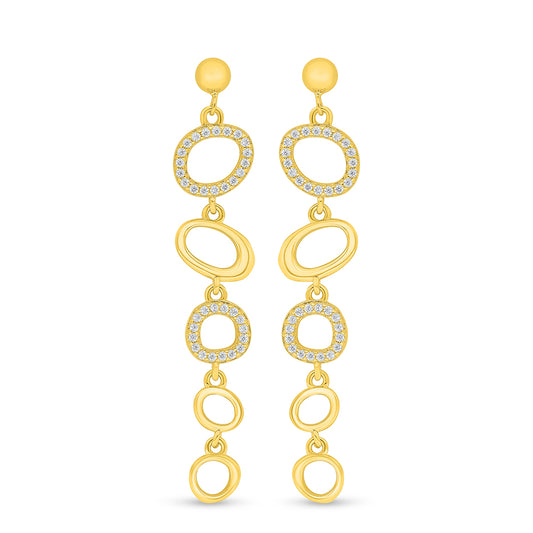 Sterling Silver 925 Earring Golden Plated Embedded With White Zircon