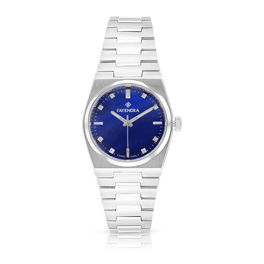 Stainless Steel 316L Watch Silver Color - blue MOP dial