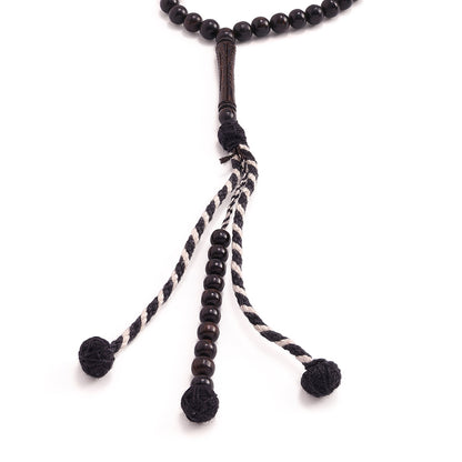 Ebony Rosary 100 Round Beads 7 mm African Style Wool Tassel With Two Counters
