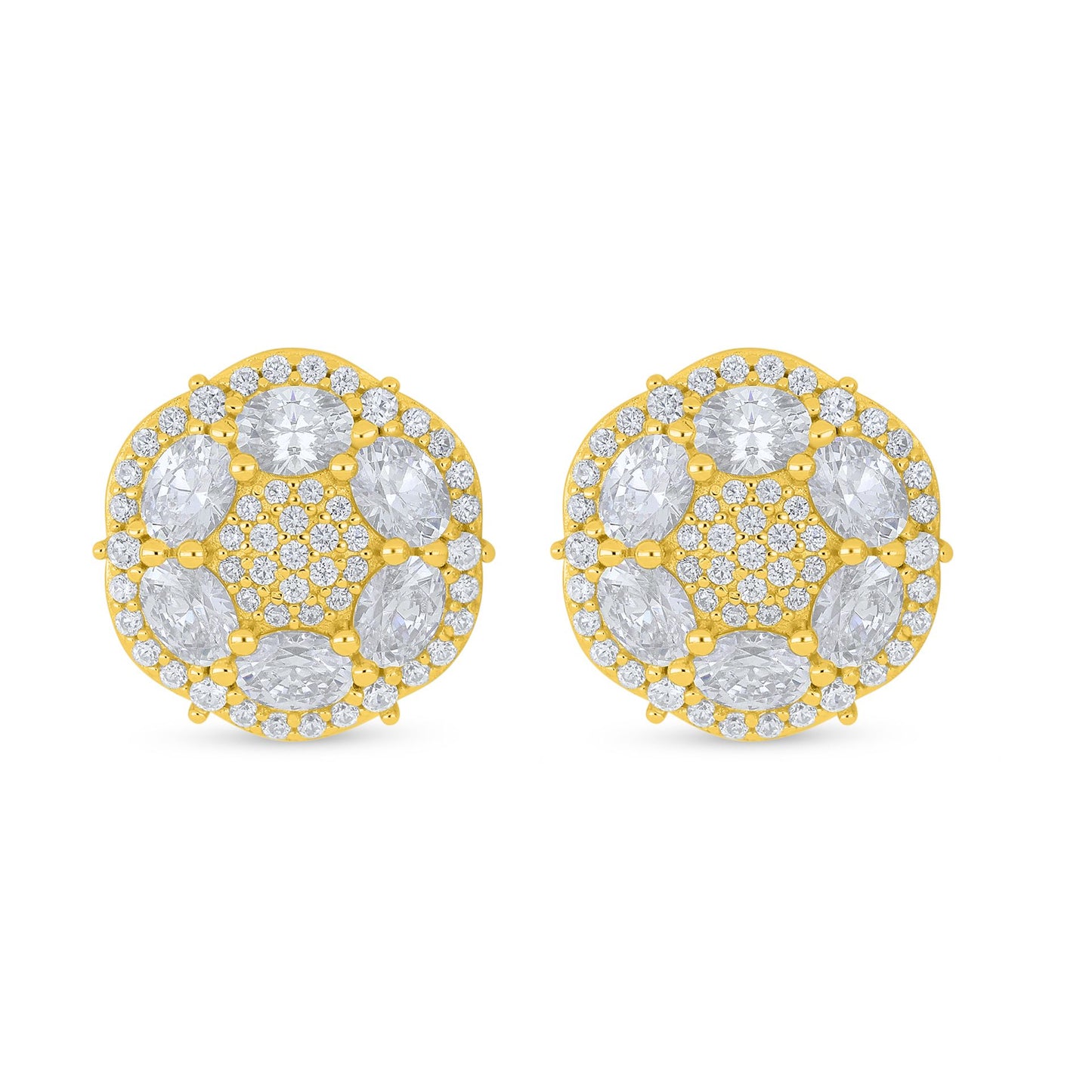 Sterling Silver 925 Earring Golden Plated Embedded With White Zircon