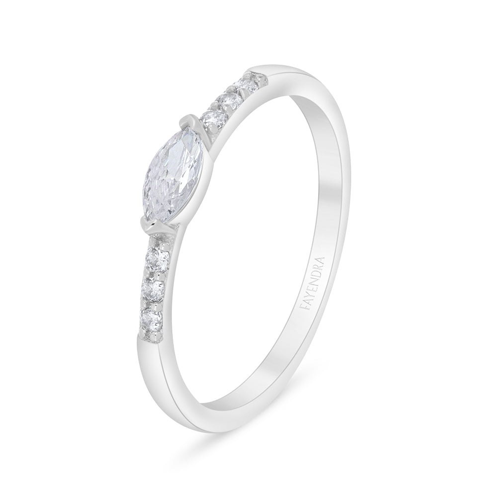 خاتم من الفضة الخالصة عيار 925 مطلي روديوم مرصع فص ابيض