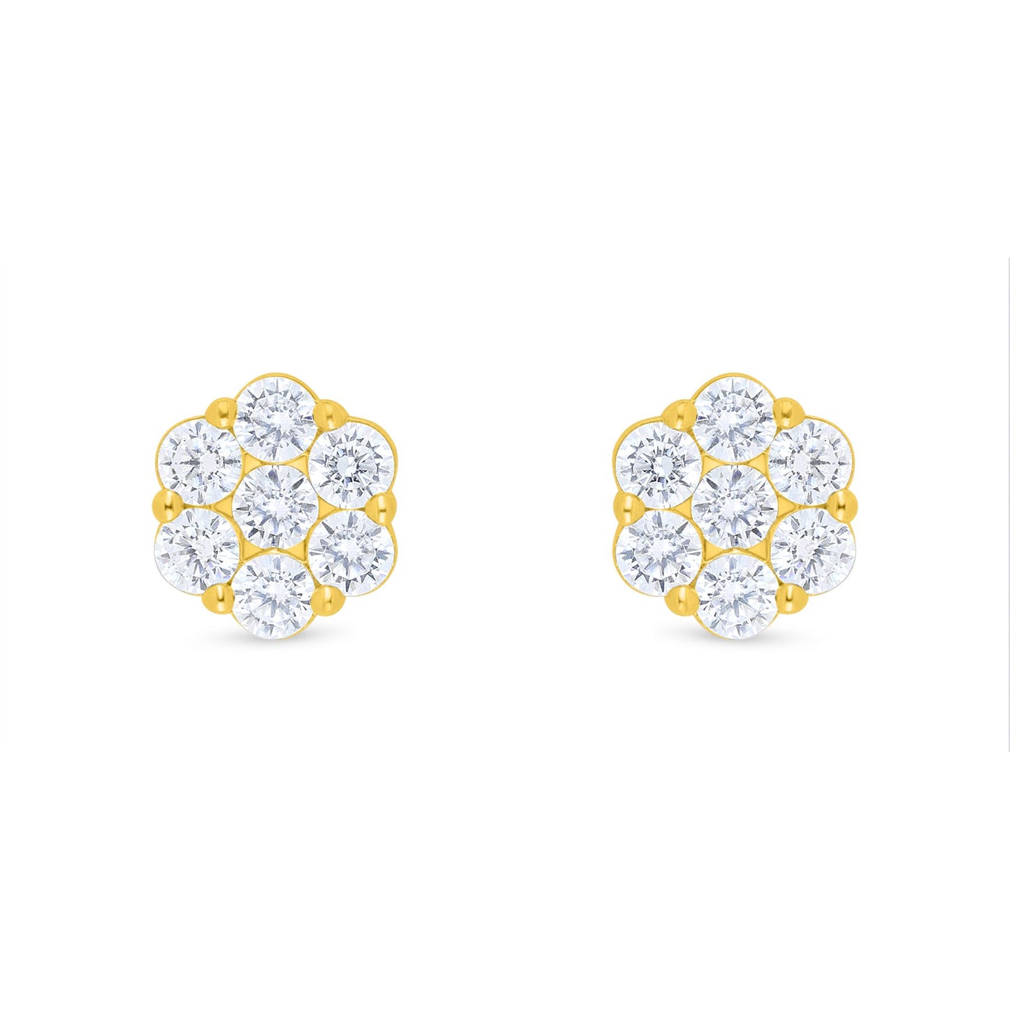 Sterling Silver 925 Earring Golden Plated Embedded WithWhite Zircon